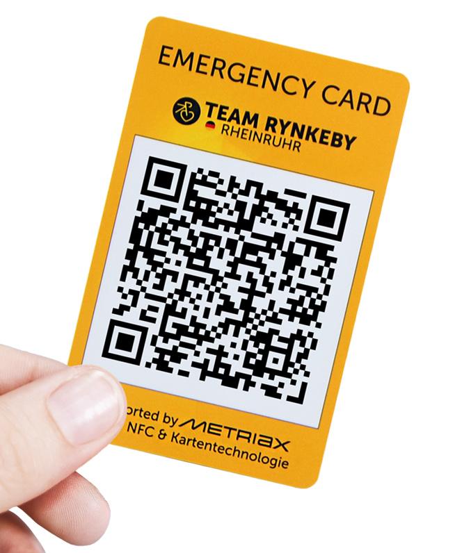 RFID-Karte-Visitenkarte-Metriax-Team-Rynkeby-VCARD-NTAG-Mifare-QR-Code-Karte-bedrucken-lassen-Sport-Sponsoring-Mitgliedskarte-Emergency-Card